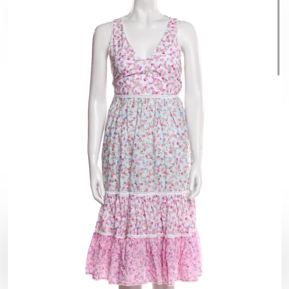 LoveShackFancy x Target Floral Cotton Knee Length Dress Cottagecore Romantic - Picture 2 of 5